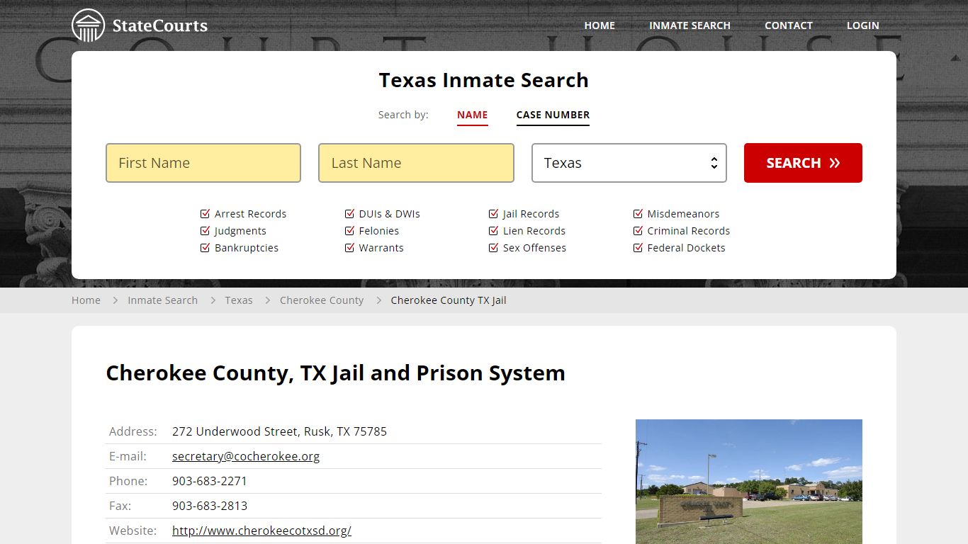 Cherokee County TX Jail Inmate Records Search, Texas - State Courts