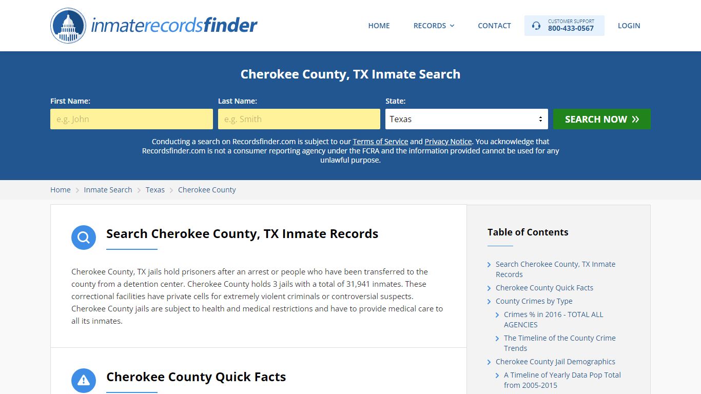 Cherokee County, TX Inmate Lookup & Jail Records Online